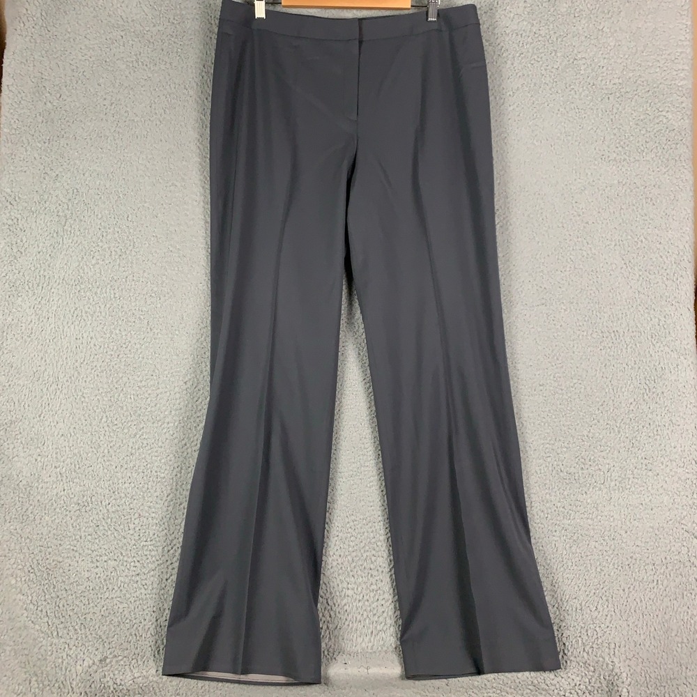 Lafayette 148 New York Menswear Pant Women's 14 Grey Straight Flat Front Trouser